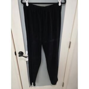 Vintage Abraxas Corduroy Pants L Black Ribbed Pull-On Stretchy Soft Lounge Y2K